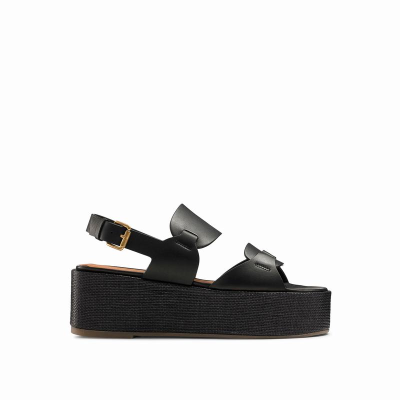 Russell & Bromley Palm Extreme Flatform Sandals Womens Black [BDV3766UG]